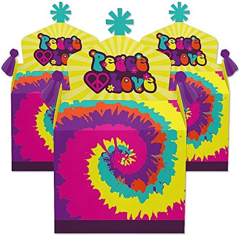 Big Dot of Happiness Hippie dos anos 60 - Favores da festa da caixa de tratamento - Groovy Party Goodie Boxes - Conjunto de 12