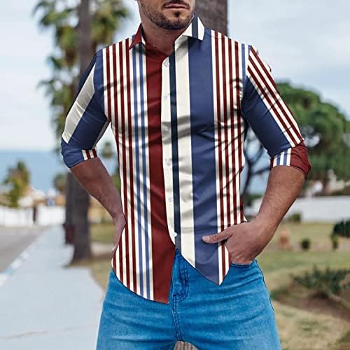 Camisas de outono do ZDDO 2022 para masculino, botão com a camisa de designer de moda de colarinho longa com manga longa listrada