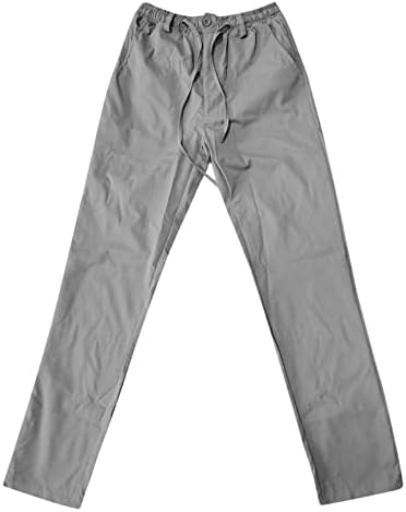 Calças para calças casuais de homem têm cintura elástica e zíper com cordão interno ajustável para um costume