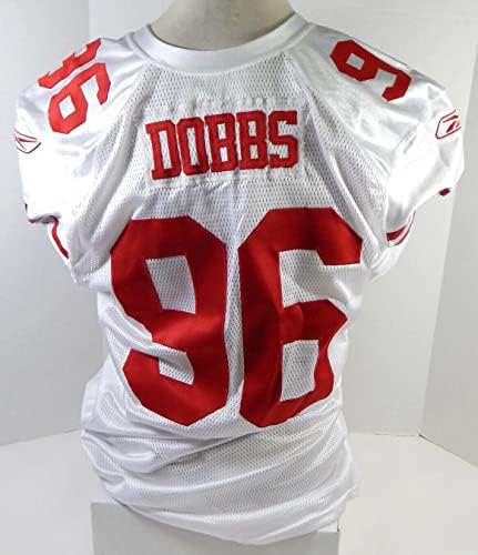 2009 San Francisco 49ers DeMarcus Dobbs 96 Jogo emitiu White Jersey 48 DP26441 - Jerseys de Jerseys usados ​​na NFL