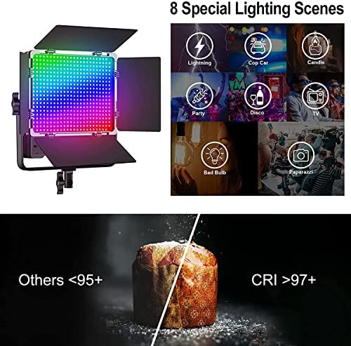 GVM Pro LED Video Light com SoftBoxes, RGB+Bi-Color Double-sidelaed, cada lado 50W, kit de iluminação de vídeo com controle