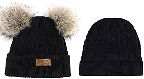 American Trends Baby Beanie Hat Double pom pom beanies malha tricotar toupas de chapéu de inverno para meninos meninas