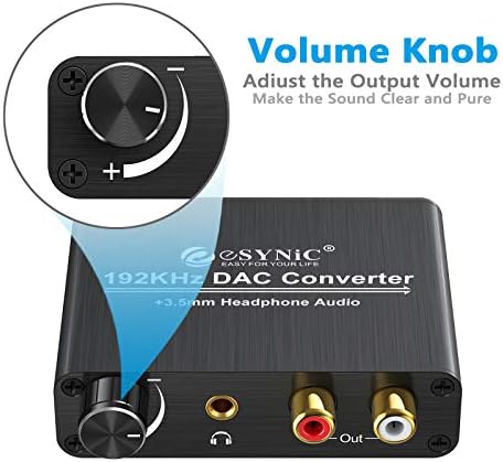 Extrator Esínico de Áudio HDMI 4K e controle de volume de conversor digital para analógico de 192KHz com adaptador de energia