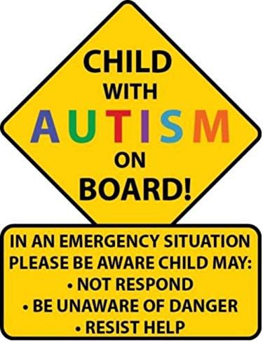Criança com autismo a bordo do decalque de caminhão do carro | Alertar respondedores