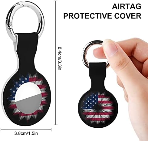 Caixa de silicone impressa na bandeira dos EUA para airtags com o chaveiro de proteção contra tags de tags de tag de tag de tag de
