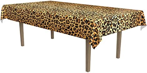 Beistle plástico descartável retangular leopardo tabela de tabela de tabela de jungle salari safari toalha de mesa,