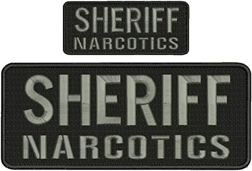 Narcóticos do xerife Patch de bordado 4x10 e 2x5 polegadas de gancho cinza letras