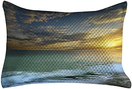 Capa de travesseira acolchoada no oceano lunarable, paisagem marítima transversal do pôr do sol Uma imagem impressa
