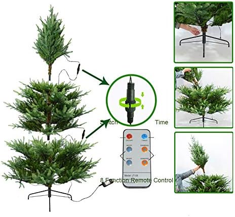 Topyl 6,8 pés pré-iluminada Árvore de Natal Artificial Premium Spruce Tree de Natal de fibra óptica com articula