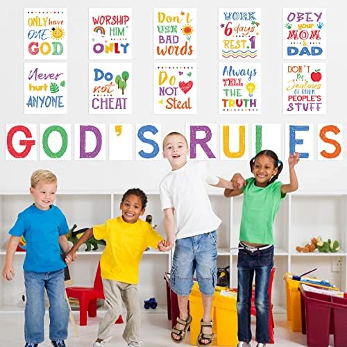 20 peças dez mandamentos pôster para crianças Christian Bible Verse Poster Inspirador Poster de Muralha das Escrituras Relacionárias