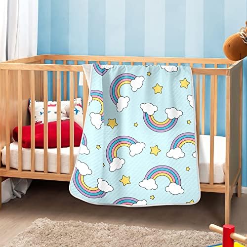 Cobertor de arco -íris cobertor de algodão para bebês, recebendo cobertor, cobertor leve e macio para berço, carrinho, cobertores