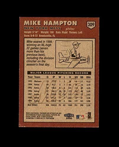 Mike Hampton assinou a tradição de 2000 Fleer Tradition New York Mets Autograph