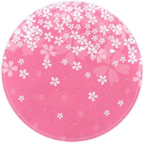 Heoeh cerejeira floresce o padrão de flores rosa, capacho sem deslizamento de 15,7 de tapete redondo tapetes tapetes
