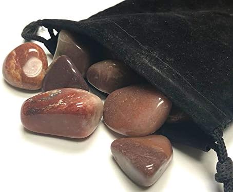Coleção de cristal de Zentron: pedras vermelhas de aventurina vermelhas - peças grandes de 1 em bolsa de veludo