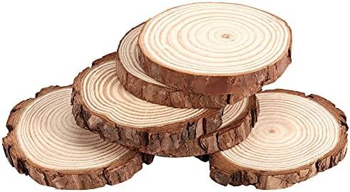 Joikit 50 PCs 3,5-4 polegadas Fatias de madeira naturais, montanhas-russas de madeira natural inacabadas, círculos de madeira