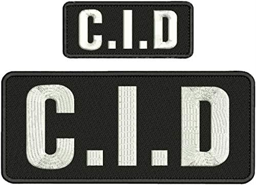 C.I.D Patch de bordado 4x10 e 2x5 gancho nas costas preto/branco