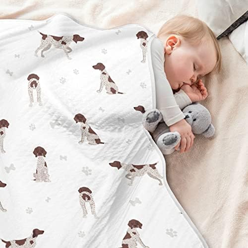 Cobertor de arremesso alemão Ponteiro de algodão abreviado para bebês, recebendo cobertor, cobertor leve e macio para