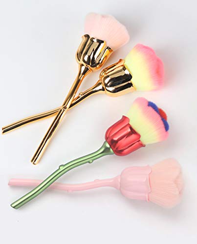 Akoak 1 pacote de rosa design de flores unhas limpador pincel multifuncional pincel de pincel em pó, ferramenta