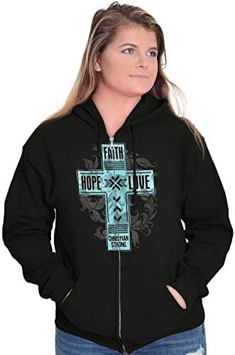 Faith Hope Love Cruz Christian Zip Hoodie Sorto Mulheres