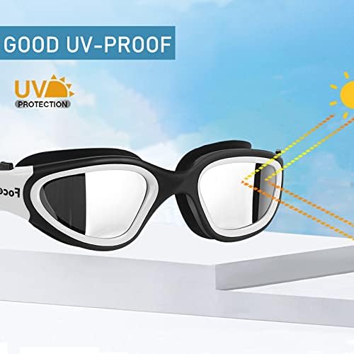 Óculos de natação Focevi para homens/mulheres, óculos de natação adultos de visão ampla anti-UV, meninos/meninas/júnior/juventude