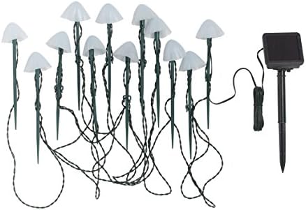 Lights4fun, Inc. Conjunto de 12 mini -cogumelos movidos a energia solar LEDS LEITO DE LEITOS ABAIVOS LIDADOS DE GARDENS
