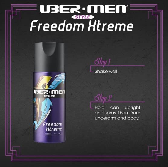Spray corporal de desodorante no estilo Ubermen 125ml - apresentando um cítrico nítido que são preenchidos de vida e energia com