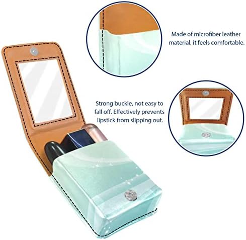 Caixa de batom de Guerotkr, organizador de batom de Lip Gloss de couro com espelho, mini saco de suporte de batom, padrão de arte