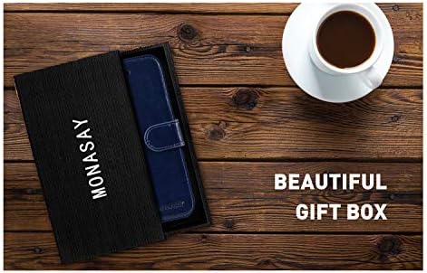 Monasay iPhone 8 Plus Wallet Case, iPhone 7 Plus Caso, [Protetor de tela de vidro] [Bloqueio RFID] Flip Folio Leather