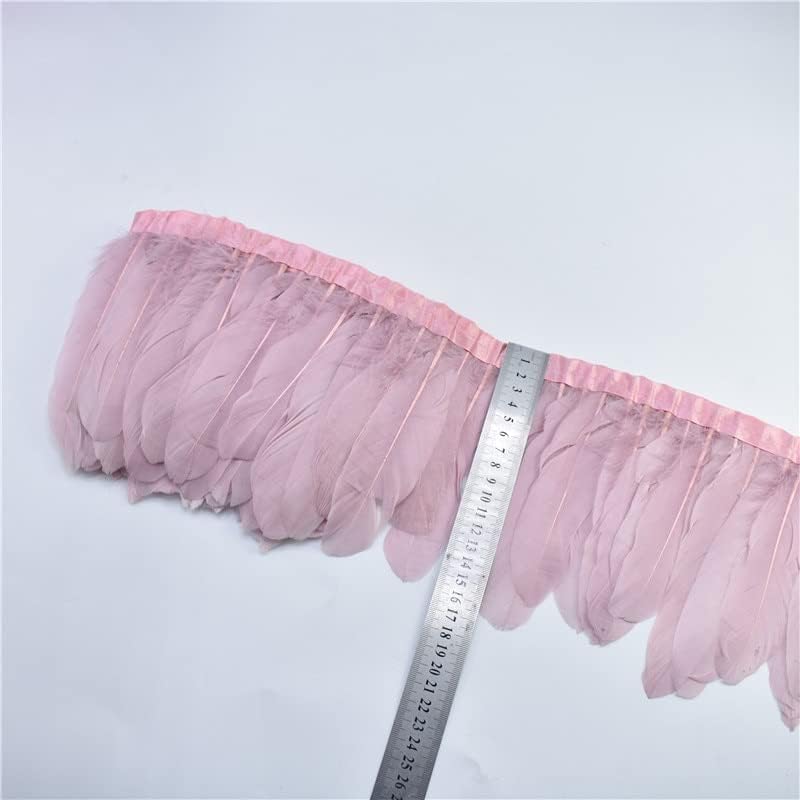Ttndstore couro penas de ganso rosa acabam 2 metros/ lotes com listras de ganso diy penas para decoração de casamento plumas-67414