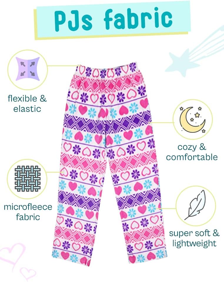 Mad Dog Girl's 3 pacote macio micro lã Fashion Sleepwear lounge calça de pijama cintura esticada