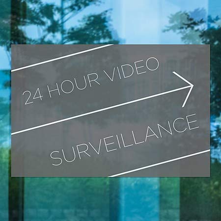 CGSignLab | Janela de vigilância por vídeo de 24 horas -Janela Black Black Agarramento | 18 x12