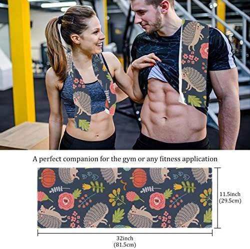 Lorvies Hedgehog Flower Microfiber Gym Towels Sports Fitness Workout Toalha de sudor