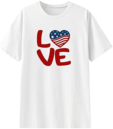 Senhoras Tops de verão e blusas American Flag Love Camise