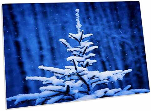 3drose neve queda de neve. Árvore do abeto coberto de neve. Noite silenciosa. Azul. - Tapetes de local para baixo da almofada