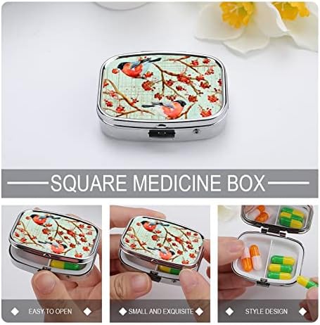 Caixa de comprimidos pássaros de natal padrão floral padrão em forma de quadrado case de tablet portátil caixa de recipientes portátil