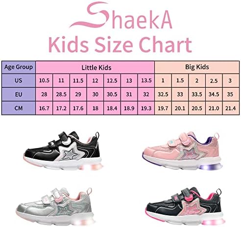 Shoeka Kids Girls Light Up Shoes Led Slip piscando em sapatos de caminhada tênis leves de corrida para crianças