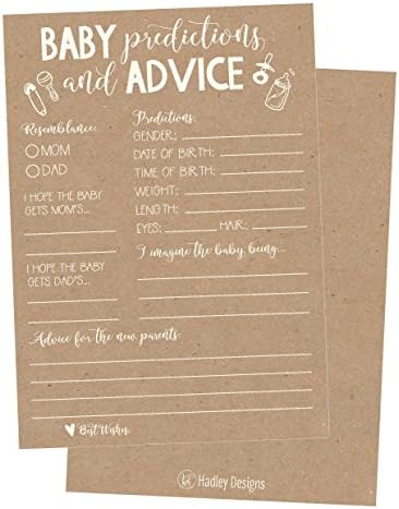 50 conselhos rústicos e cartões de previsão para jogo de chá de bebê, nova mãe e papai Card ou mamã