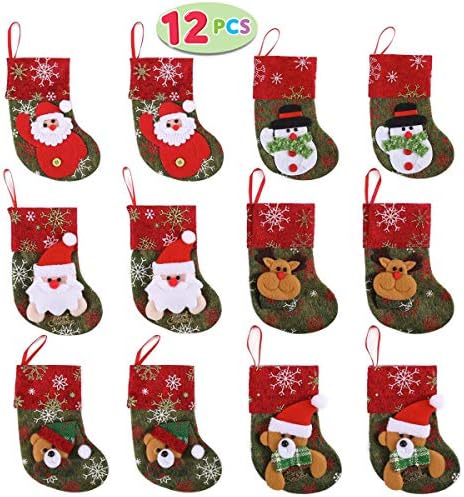 Joyin Conjunto de 12 Mini Christmas 3D Stagens Gift & Treat Sachs for Christmas Tree Decoration