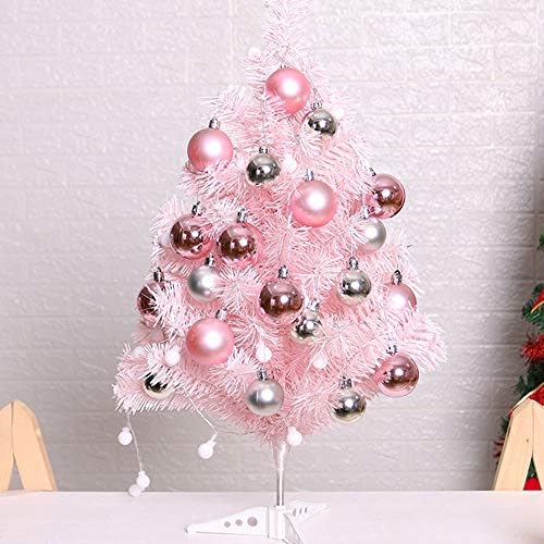 Zailhwk Artificial Christmas Pine Tree, árvore de Natal de 2 pés de mesa com bolas de Natal árvore de natal rosa para decoração