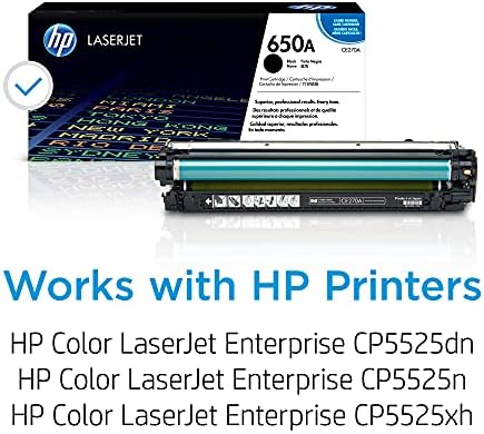 HP 650A Cartucho de toner preto | Trabalha com a série HP Color LaserJet Enterprise CP5525 | CE270A