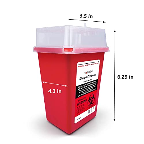 Contêiner globalroll sharps 1 litro, 6 pacote de biohazard desligamento de agulha recipiente pequeno recipiente de