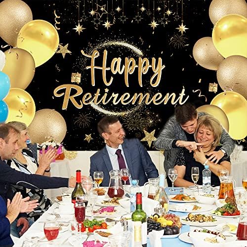 Decorações de festa de aposentadoria feliz, grande cenário de aposentadoria feliz, 71x44 polegadas de boa faixa de aposentadoria