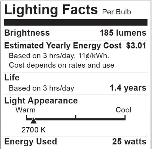 Satco S6040 25 watts 185 lúmens A19 Incandescent Branco macio 2700k lâmpada clara, 2-pacote