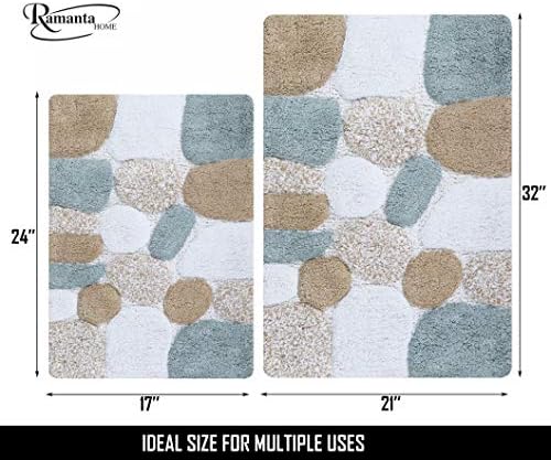 Pebles de duas peças Conjunto de tapete de banho de algodão - de tapete de banho de algodão puro - 21x32/17x24 - Máquina