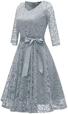 Andongnywell Women Floral Lace Vintage Vestido de Cocktail Swing Dress Dress Switch Dress Dress