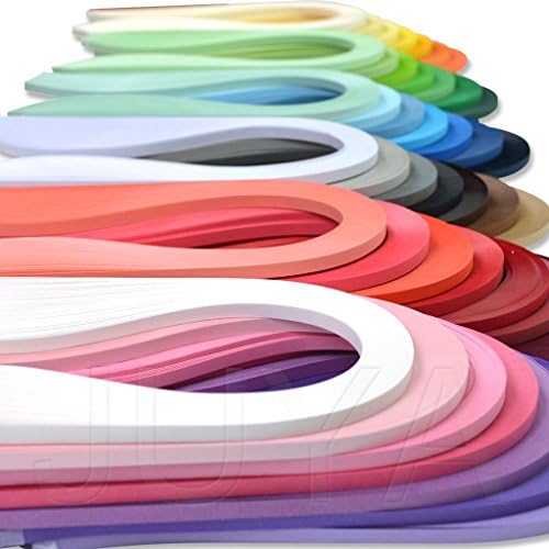 Juya Color Paper Tiras de Quingle Conjunto 42 cores 100 tiras por pacote 2/3/5/7/10 mm Largura disponível 42 cores, largura 10 mm
