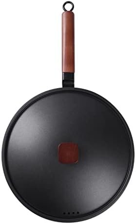 Feer Cast Iron wok sem bastão panela cozinha frita ovo bife alça de faia da panela com panela de tampa