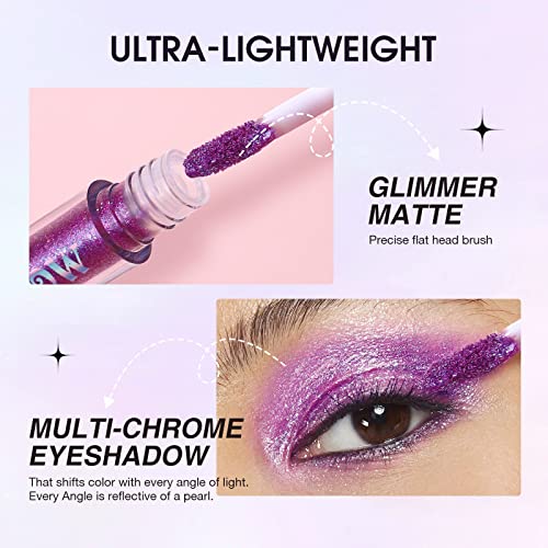 Conjunto de maquiagem da sombra de sombra líquida Glitter Glitter, 10 cores Shimmer Chameleon Eye Shadow, altamente