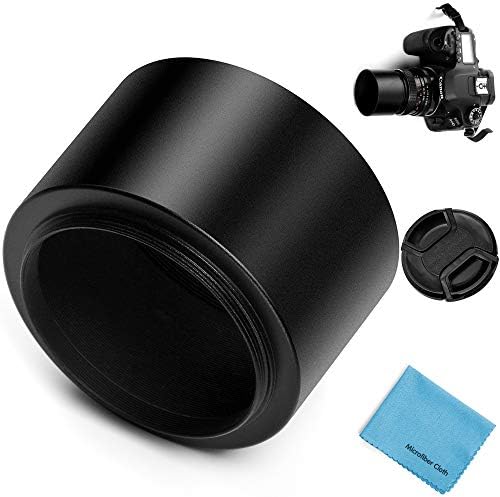 Capuz de lentes de parafuso de parafuso de metal de 58 mm com tampa de lente de pitada central para Canon Nikon Sony Pentax