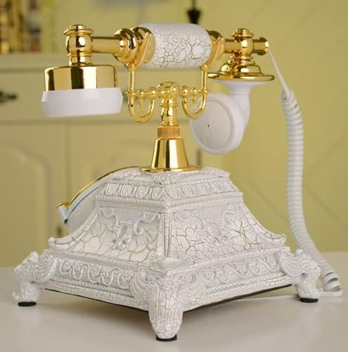 Antigo antigo Retro Rotary Handset Desk Resina Branco Telefone Europeu Style
